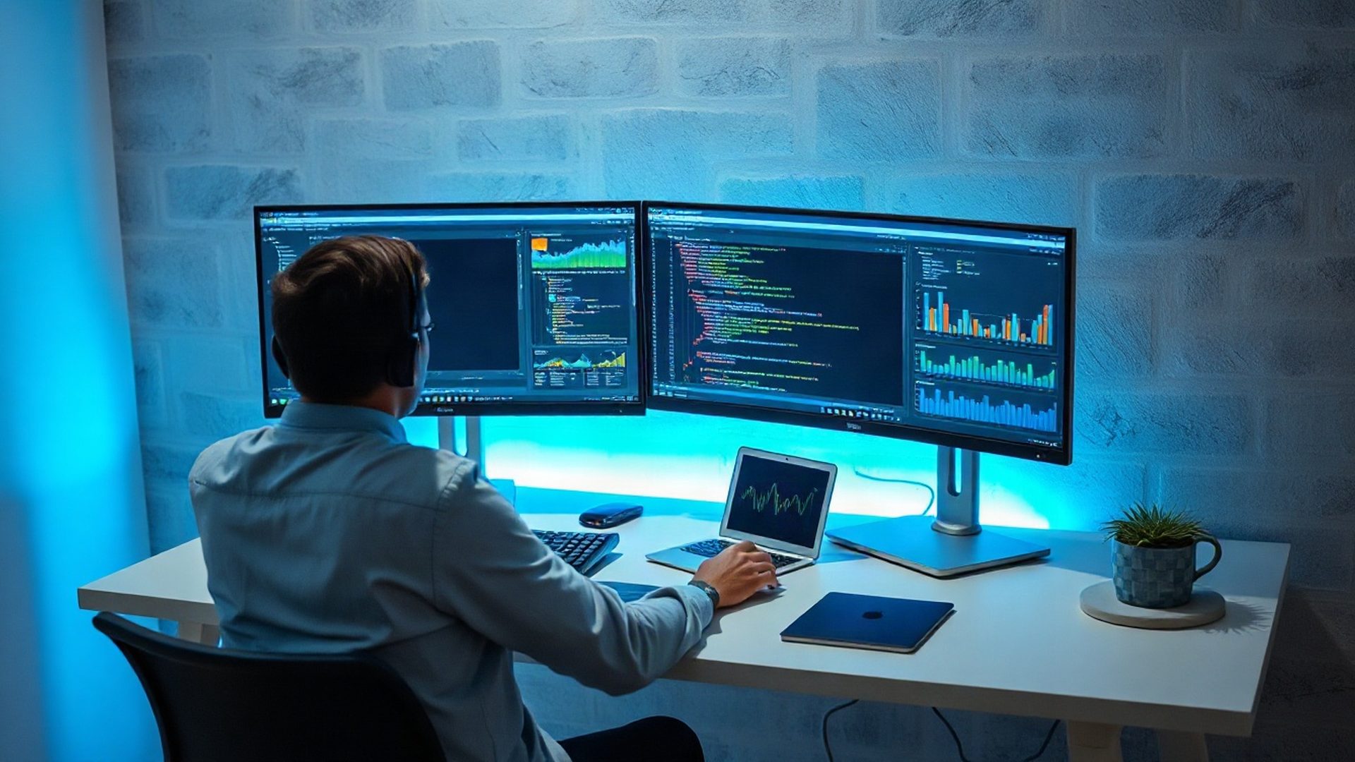 Profissional a trabalhar com ferramentas digitais